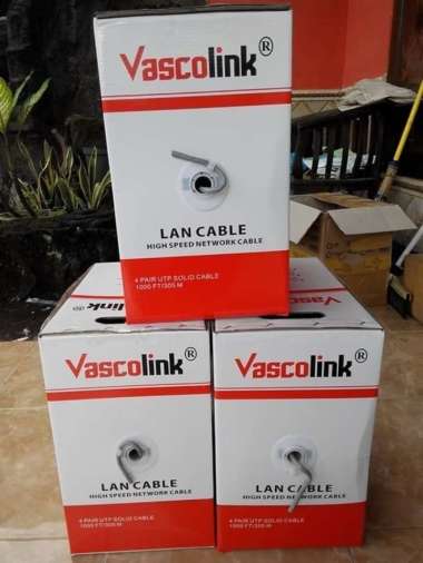 kabel lan vascolink cat 6 utp indoor original / asli 1 box (dus)