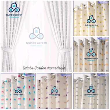 Vitrase Gorden transparan smokring Tirai pembatas ruangan tembus pandang korden tipis brokenwhite ko