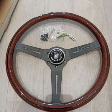 STEER NARDI CLASSIC WOOD BLACK SPOKE KAYU STIR RACING STEERING WHEEL