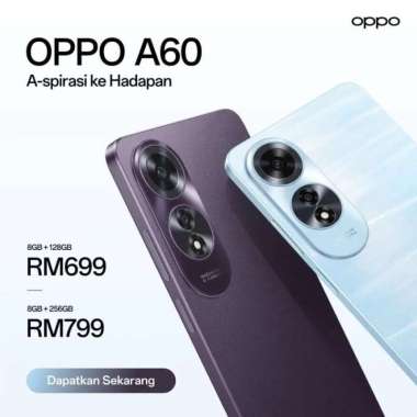 OPPO A60 RAM 8/128 GB GARANSI RESMI ORIGINAL BISA KREDIVO / PAYLATTER UNGU