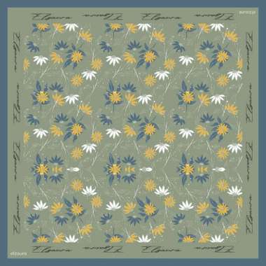 ELZAURA - KR11 JIHAN Square 115 Cm Kerudung Hijab Segi Empat Motif Printing Laser Cutting Sage