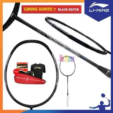 RAKET BADMINTON bulutangkis Li ning LINING IGNITE 8 dan 7 ORIGINAL Paket lengkap Black silver IG7