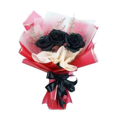 Buket Bunga Mawar Hitam Hadiah Karangan Mawar Spray Hitam - FlowerAdvisor 3 tangkai