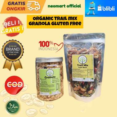 .Lebih Hemat! Granola 500gr+ Trail Mix 250gr Sereal Sarapan Sehat. Oat, kismis, almond, Paket Sarapa