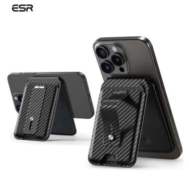 Geo Find My Wallet Stand iPhone ESR with Halolock - Magsafe Carbon Fiber