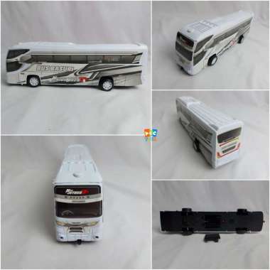 Mainan Bus Bis Basuri Telolet Plastik Friction Toy Baterai Suara Musik Lampu Gesek Ban Melaju Putih 