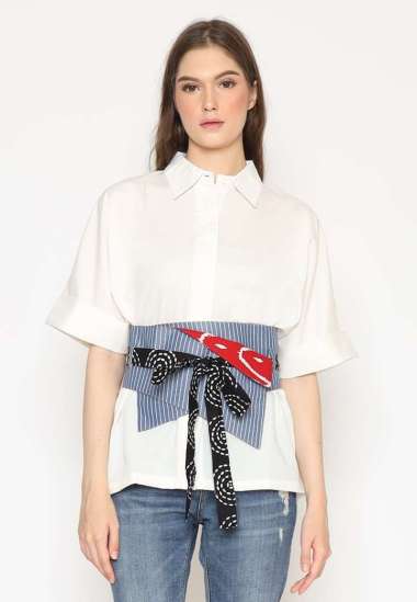 Belt Wanita - Bhatara Batik Obi Belt Blue Red 4801