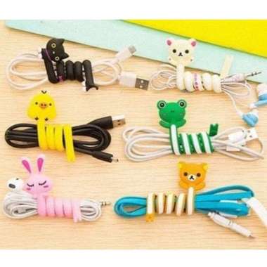 Penggulung KabelPenggulung Penjepit Kabel Earphone Headset Elastis Karakter Lucu