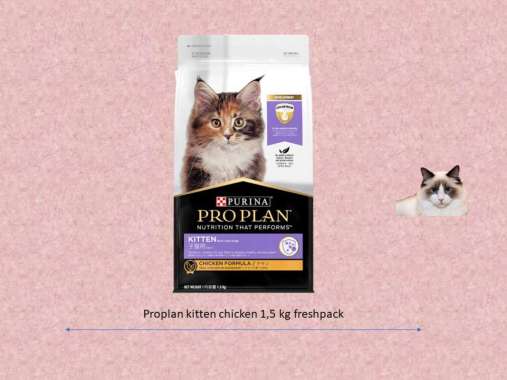 makanan kucing kering repack proplan kitten chicken 1.5 kg