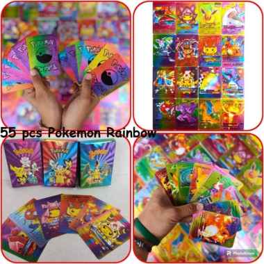 55 Pcs Kartu One Piece Gold Version PVC Card - Anti Air 55 Pokemon Rainbow