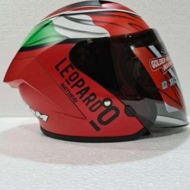 HELM GHM FORCE MOTIF LEOPARD, HALF FACE DEWASA,SNI,BAHAN ABS ORIGINAL XL Hijau