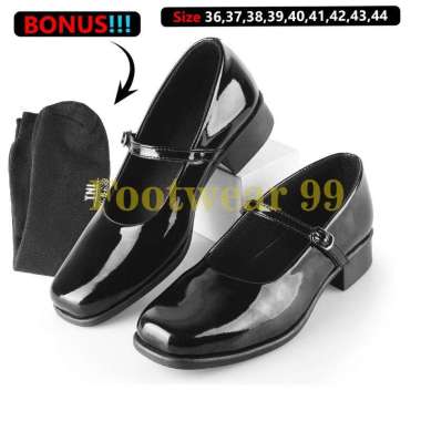 MIVASO Sepatu PDH Dinas POLWAN Sepatu Kerja Pantofel Paskibra Wanita 42 kilap