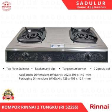 Rinnai RI-522SS Kompor Gas 2 Tungku Rinnai RI 522 SS