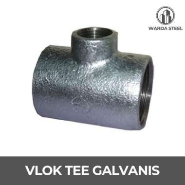Vlok Tee Galvanis 1 1/2" x 3/4" - Reducer Te T Besi Drat 1 1/2 x 3/4 Inch