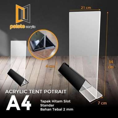 Tent Holder A4 / Tent Card / Nomor Meja Alas HItam Kaki Segitiga