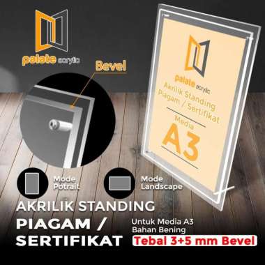 AKRILIK FRAME / DISPLAY MEJA / ACRYLIC STANDING FRAME PIAGAM A3
