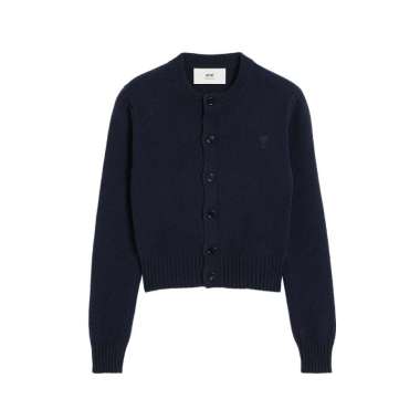 AMI Paris Ami De Coeur Cashmere Cardigan Navy Blue XXS Blue