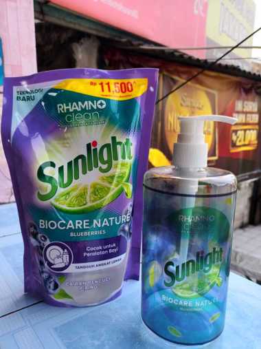 Sunlight Biocare Nature Free Botol Pump 500ml Sabun Cuci Piring untuk Lemak, Peralatan Bayi dan Buah