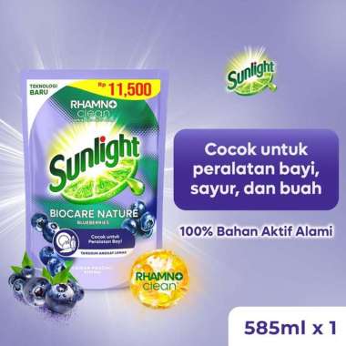 Sunlight Biocare Nature Free Botol Pump 500ml Sabun Cuci Piring untuk Lemak, Peralatan Bayi dan Buah