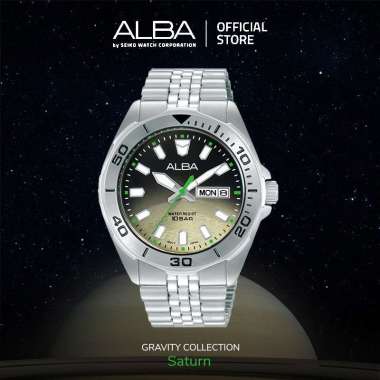 Alba Gravity Saturn AV3585 AV3585X1 Quartz Stainless Black Begie
