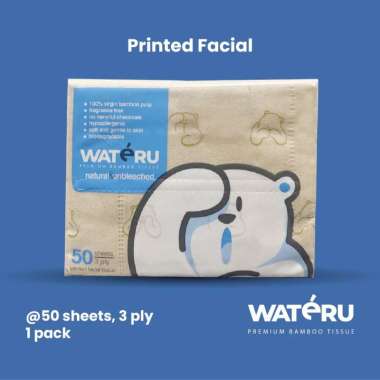 Wateru Premium Bamboo Tissue / Tisu Bambu - Facial Printed 50 Sheets