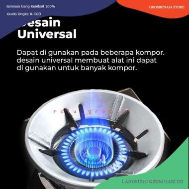 Tatakan Alas Kompor Gas Stainless Penghemat Kompor Gas Model Bulat Tungku Corong