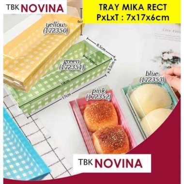 [10set] TRAY KUE / PAPER TRAY + TUTUP MIKA / CAKE BOX / KOTAK KUE TRAY TRAY RECT BLUE