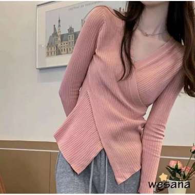 SWEATER RAJUT KOREANSTYLE V-NECK Pink Dasty