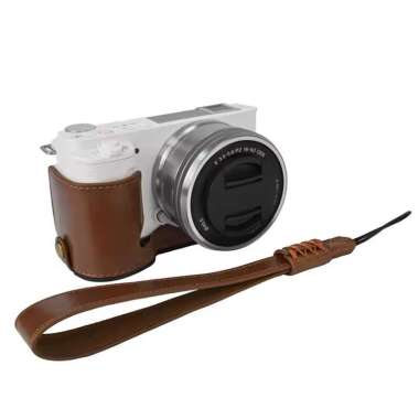 Half Case Leather Bag for Sony ZV-E10 with Strap Tas Kamera Alpha ZV E 10 Mark 1 Bahan Kulit PU E10 