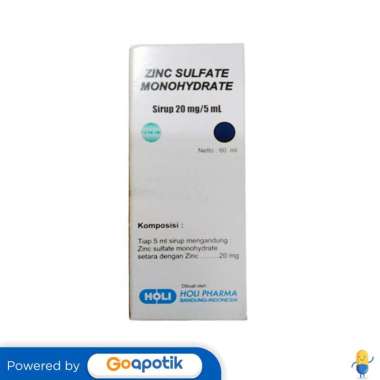 ZINC SULFATE MONOHYDRATE HOLI 20 MG/5 ML SYRUP 60 ML