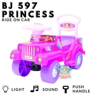 MAINAN ANAK MOBIL DORONG TUNGGANG JEEP BERBI PRINCESS RIDE ON MUSIK LAMPU SHP BJ 597 Packing Kardus