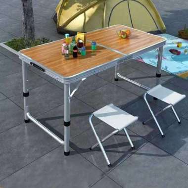 Meja Lipat Portable Bentuk Koper + 2 Kursi / Meja Santai / Meja Tongkorongan / Meja Lipat Multifungs