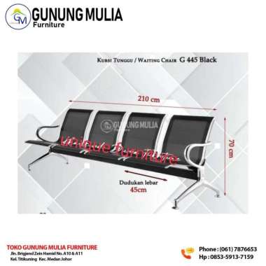 Kursi Airport / Kursi Tunggu / Kursi Rumah Sakit Bahan Besi Awet silver