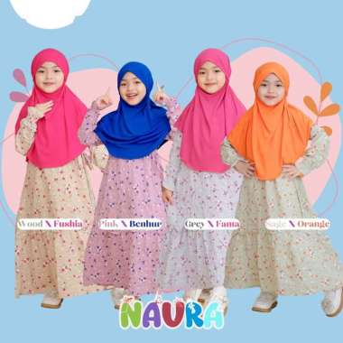 Gamis Anak Exclusive Motif Bunga Usia 1-13 thn | Gamis Cantik Bahan Saphire Crinkle mix Jersey Premi