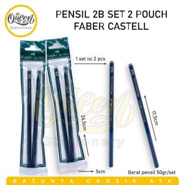 1 SET PENSIL 2B SET 2 POUCH FABER CASTELL / PENSIL KAYU 2B / PENSIL FABER CASTELL