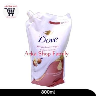DOVE Serum Body Wash Pampering Care Moisture Shea Butter & Vanilla 800ml Sabun Mandi Cair Pouch Refi
