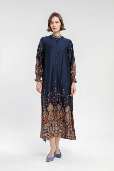 MINIMAL - Alisha - Gamis Motif Etnik - Navy XXL Navy