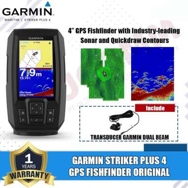 GARMIN Striker Plus 4 With Transducer 4pin Dual Beam Garmin Striker Plus 4 Gps Dengan Sonar Ikan Ori