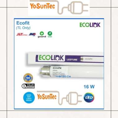 Ecolink Lampu LED Tube TL T8 Neon 18w 16watt 18 watt 1200mm Putih 6500K 8W 1 kutub