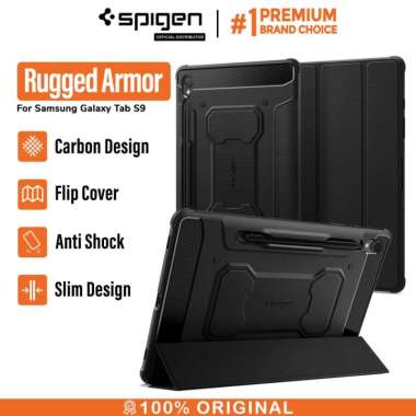Case Samsung Galaxy Tab S10 S9 Ultra Plus FE FE+ Spigen Rugged Armor Pro Casing S9 BLACK