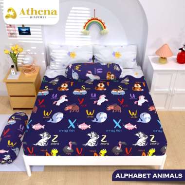 ATHENA Sprei Disperse QUEEN 160x200 Tinggi 20cm Alphabet Animals