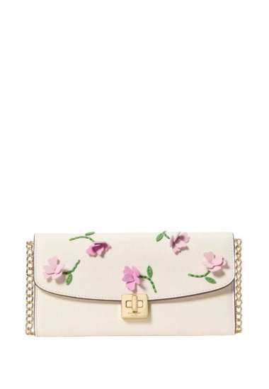 KATE SPADE Phoebe Floral Applique Turnlock Wallet-on-Chain Meringue Multi
