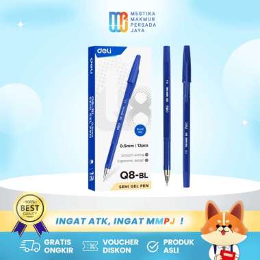 Deli Pulpen Gel / Gel Pen Biru 0.5mm - Pulpen 1 Pack EQ8-BL
