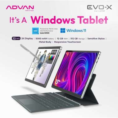 ADVAN Laptop 2 in 1 Evo-X 13 Intel N100 12GB/512GB 2K IPS 100% SRGB