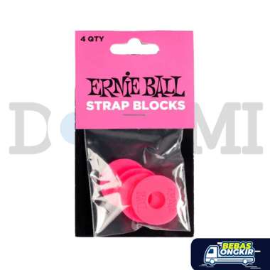 Ernie Ball Rubber Strap Blocks 4-Pack / 4 Packs Pelindung Strap Gitar Bass PINK
