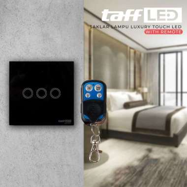 Saklar Lampu Rumah Modern Remote / Saklar Lampu Luxury Touch LED with Remote - XJG-DH001 3 Hitam