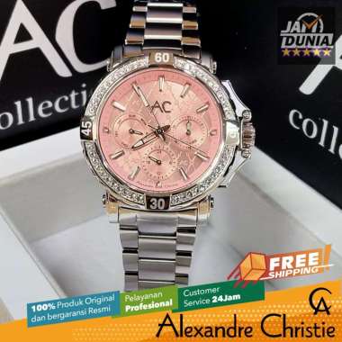 JAM TANGAN WANITA ALEXANDRE CHRISTIE CHRONOGRAPH ORIGINAL STAINLES SILVER PINK 9205 AC 9205 AC9205 A