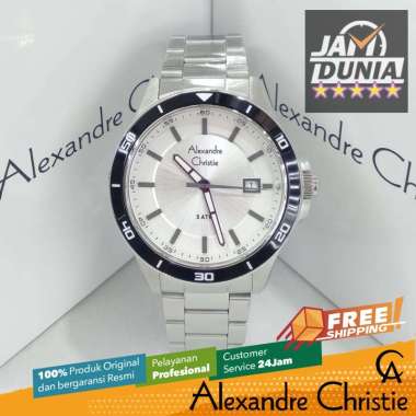 JAM TANGAN PRIA ALEXANDRE CHRISTIE ORIGINAL SILVER BLACK DIAL WHITE 6685 AC 6685 AC6685 ACF6685 AC A