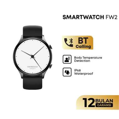 Jam Tangan Unisex Olike FW2 Smartwatch Digital Dial Black Rubber Strap Hitam