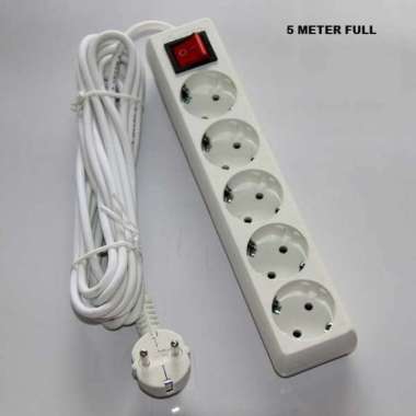 Stop kontak + saklar 5 lubang 5 Meter / Terminal colokan 5 Meter